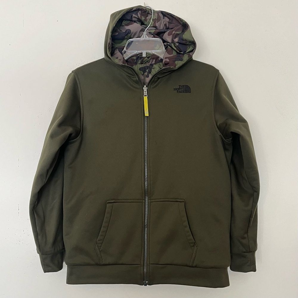 North Face Reversible Puffer Jacket Boys Large 14-16 Camo Insulated Quilted Coat